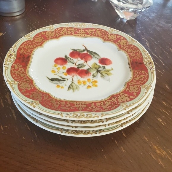 Andrea by Sadek 'Winterthur' Fruit Decor set of 4 Plates - 8.25"  MIJ - Picture 4 of 10